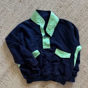 SHEIN Black Pullover Sweater with Mint Green Trim